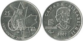 moneda canadiense conmemorativa 25 centavos 2007