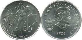 moneda canadiense conmemorativa 25 centavos 2009