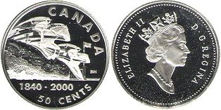 moneda canadiense conmemorativa 50 centavos 2000