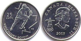 moneda canadiense conmemorativa 25 centavos 2007