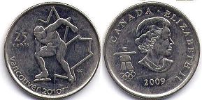 moneda canadiense conmemorativa 25 centavos 2009