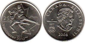 moneda canadiense conmemorativa 25 centavos 2008