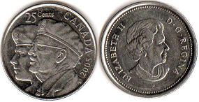 moneda canadiense conmemorativa 25 centavos 2005