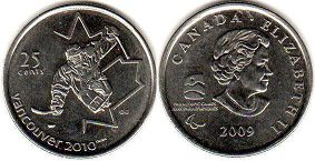 moneda canadiense conmemorativa 25 centavos 2009