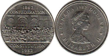 moneda canadiense conmemorativa 1 dólar 1982