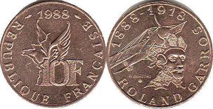 moneda Francia 10 francos 1988