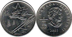 moneda canadiense conmemorativa 25 centavos 2007