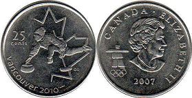 moneda canadiense conmemorativa 25 centavos 2007