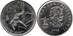 moneda canadiense conmemorativa 25 centavos 2008