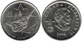 moneda canadiense conmemorativa 25 centavos 2008