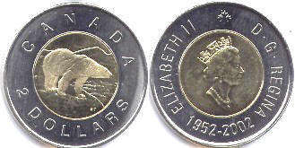 moneda canadiense conmemorativa 2 dólares 2002 moneda canadiense conmemorativa 2 dólares 2002