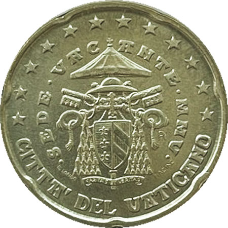 coin 20 euro cent vatican-paul