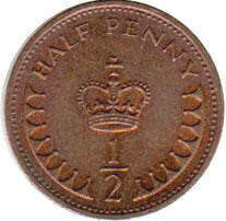 coin UK 1/2 penny 1982