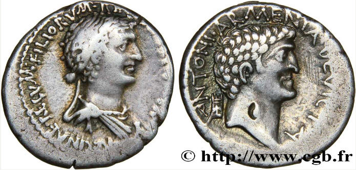 Denar 34 BC.