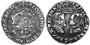 coin English 6 pence 1557