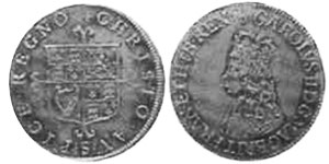 coin English 6 pence 1660-1685