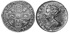 coin English 6 pence 1702