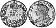 coin Great Britain 6 pence 1893