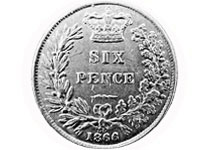 6 pence coin