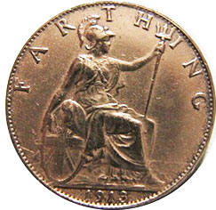 coin UK old farthing 1913