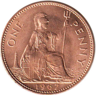 coin UK penny 1967