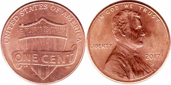us 1 cent 2017 P