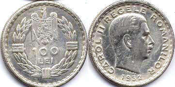 coin Romania 100 lei 1932