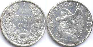 moneda Chile 1 peso 1915