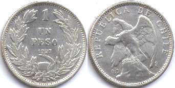 moneda Chile 1 peso 1927