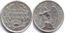 moneda Chille 20 centavos 1916