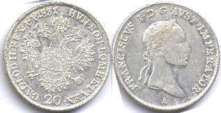 coin Austrian Empire 20 kreuzer 1831