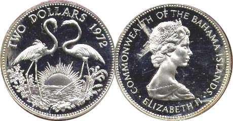 coin Bahamas 2 dollars 1972