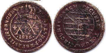 moeda brasil 20 reis 1816