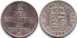 coin Saxony 2 new groschen 1854