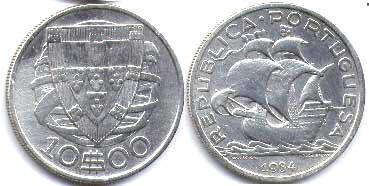 coin Portugal 10 escudos 1934