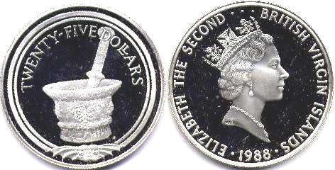 coin Virgin Islands 25 dollars 1988