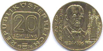 Münze Österreich 20 schilling 1996