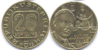 coin Austria 20 schilling 1999