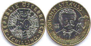 Münze Österreich 50 schilling 1989