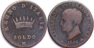 moneta Kingdom of Italy 1 soldo 1808