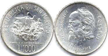 moneta San Marino 1000 lire 1978
