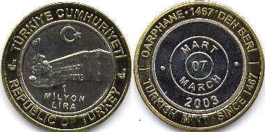 moneda Turquía 1000000 lira 2003