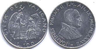 moneta Vatican 100 lire 1987