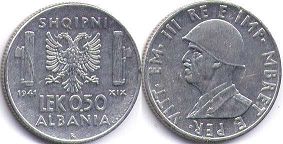 coin Albania 0,5 lek 1941