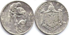 coin Albania 1/2 lek 1931