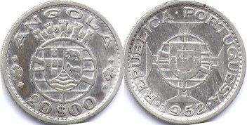 coin Angola 20$00 escudos 1952