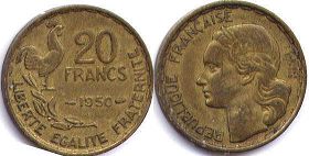 moneda Francia 20 francos 1950