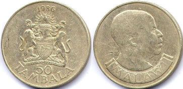 coin Malawi 50 tambala 1986