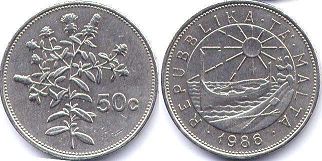 coin Malta 50 cents 1986