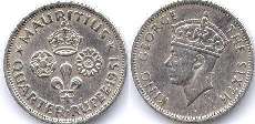 coin Mauritius 1/4 rupee 1951